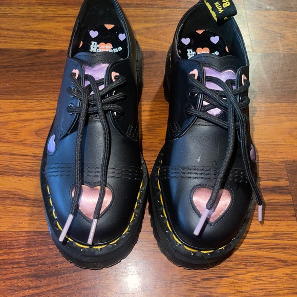 Dr Martens 1461 Quad Heart Platform Shoes - Picture 1 of 6